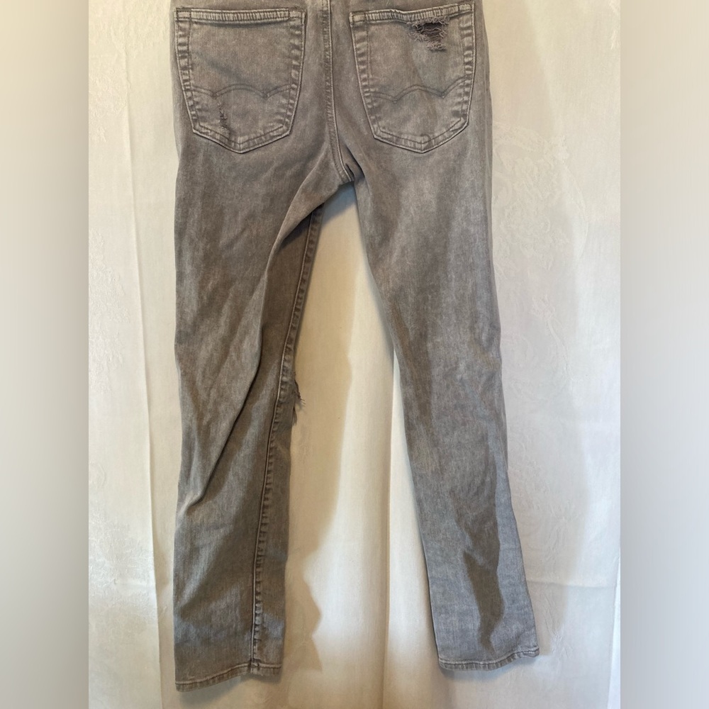American Eagle Outfitters 28X30 Slim Airflex Gray Distressed Denim Jeans - Picture 9 of 13